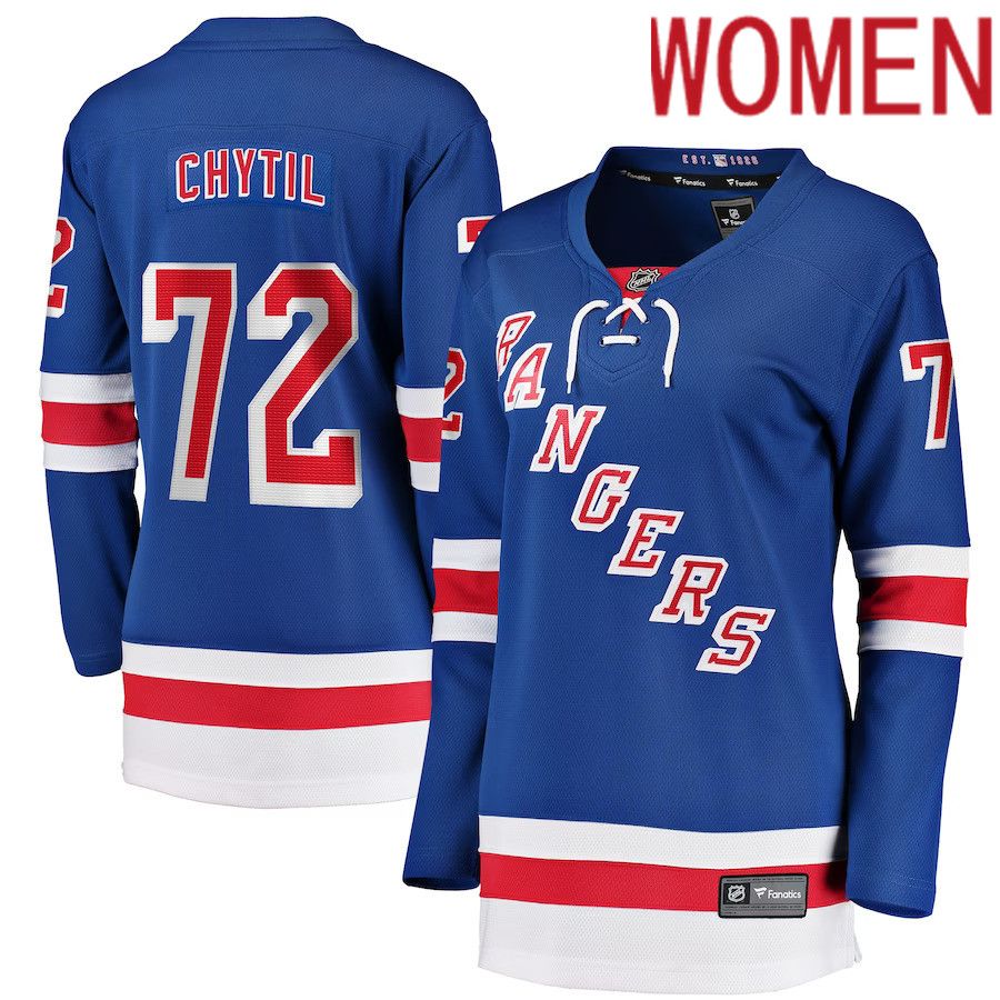 Women New York Rangers #72 Filip Chytil Blue Fanatics Branded Home Breakaway Player NHL Jersey